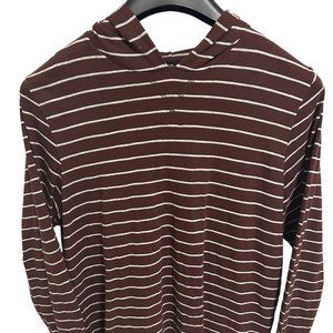 Vince Hooded Lightweight LS Sweatshirt Size Large Striped BNWT